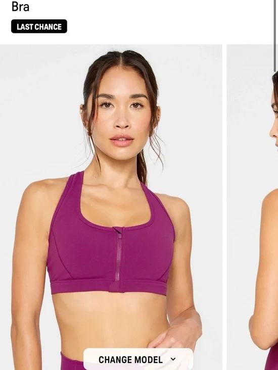 NWT Fabletics Front-Zip Sports Bra in Berry Plum - Picture 4 of 5